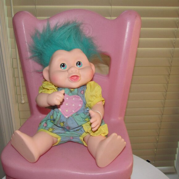 Vintage 1991 Magic Trolls Doll by Applause – Teal Hair, Moon & Stars Eyes –Rare - Picture 7 of 8